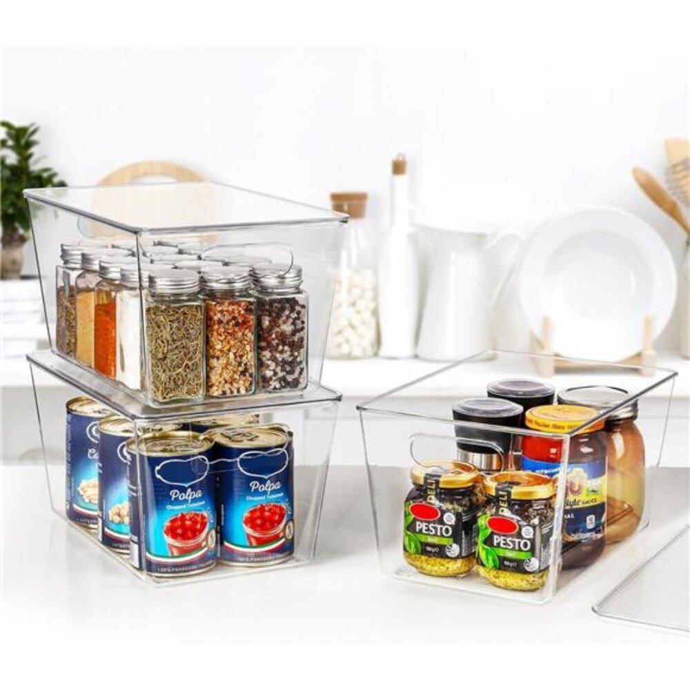 4Pack Clear Stackable StorageBins with Lids,Large Plastic Containers with Handle - Picture 5 of 7